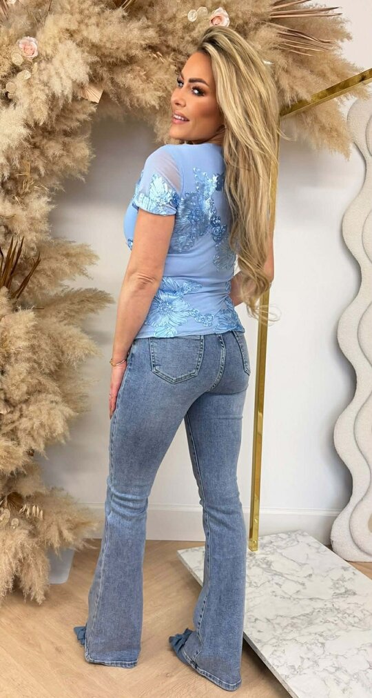GLAM FLOWER TOP 3244 BLUE