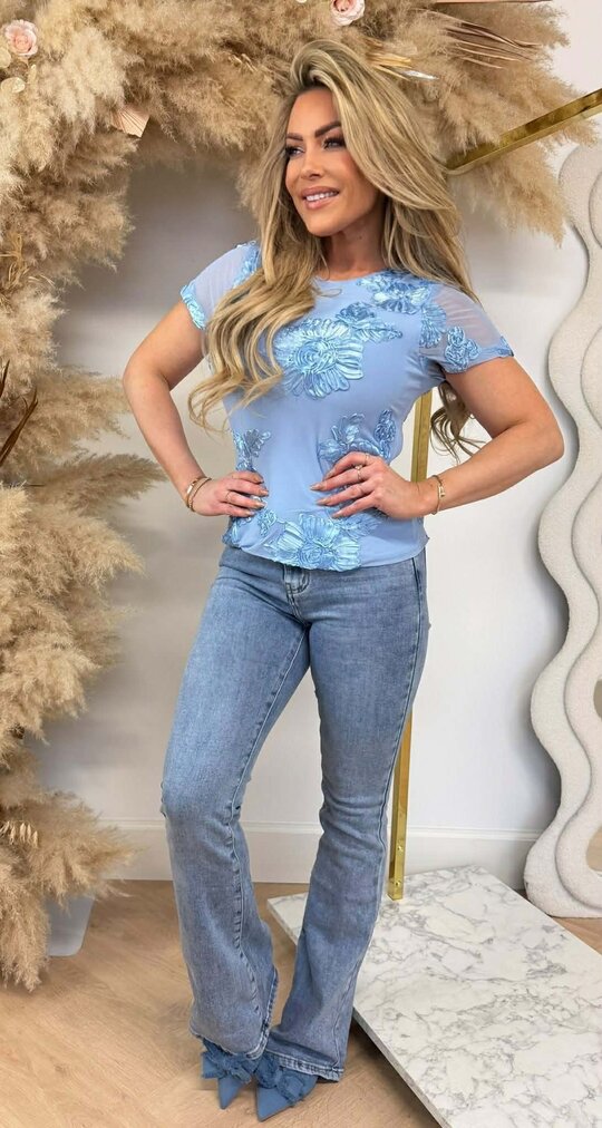 GLAM FLOWER TOP 3244 BLUE
