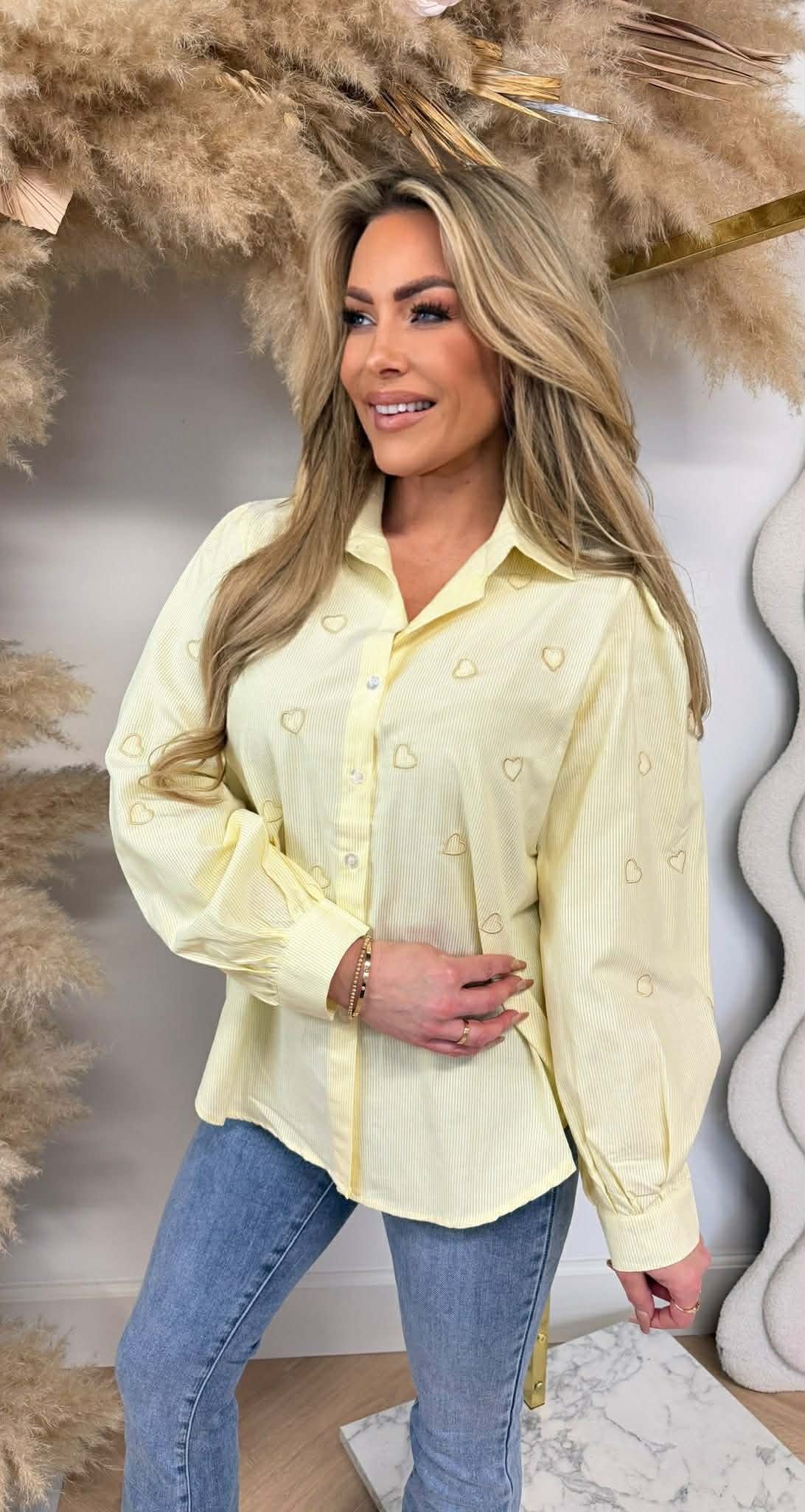 HEARTS STRIPE BLOUSE 15494 YELLOW