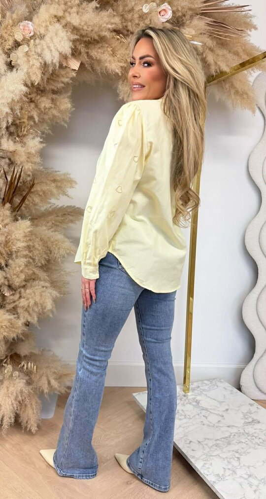 HEARTS STRIPE BLOUSE 15494 YELLOW