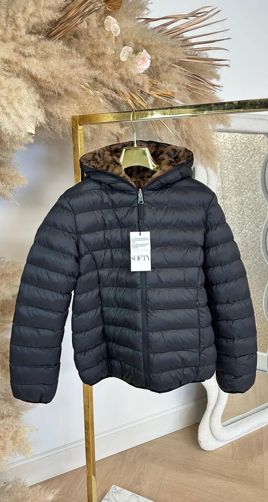 REVERSIBLE FUR JACKET LEOPARD 2701 BROWN/BLACK