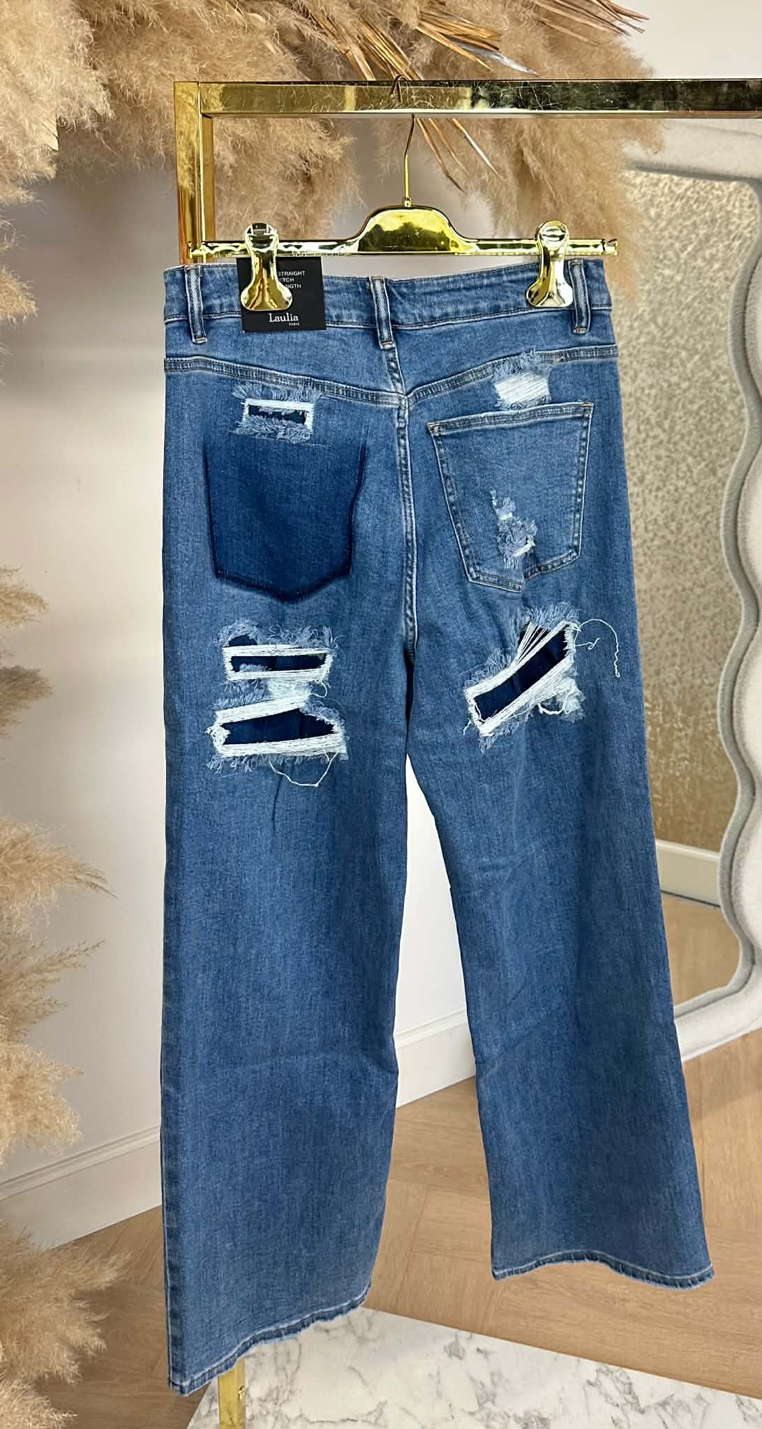 LAULIA LOOSE STRAIGHT LEG FULL LENGTH JEANS 6377-9 DENIMBLUE