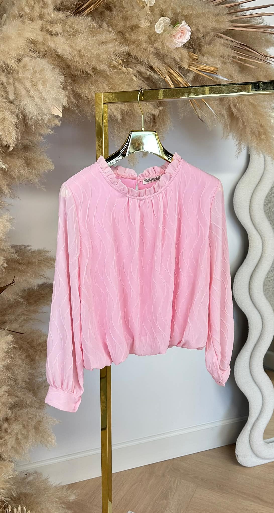 WAVY CROPPED BLOUSE PINK