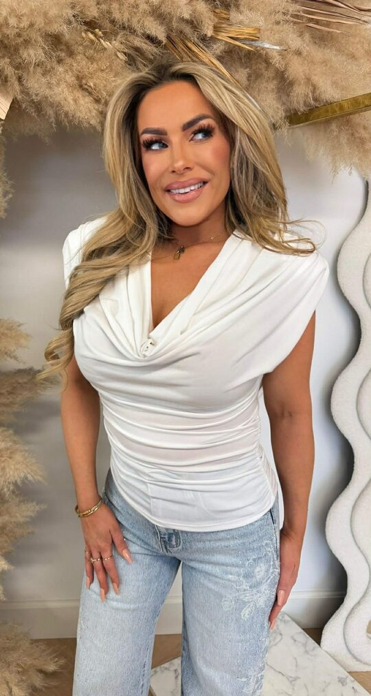 KIKI SHOULDER WATERVAL TOP OFFWHITE