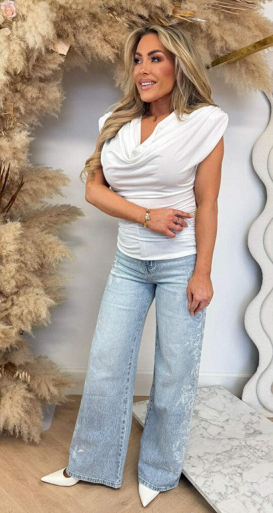 KIKI SHOULDER WATERVAL TOP OFFWHITE