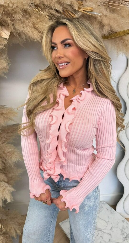RUFFLE MOUW TOP 9518 PINK