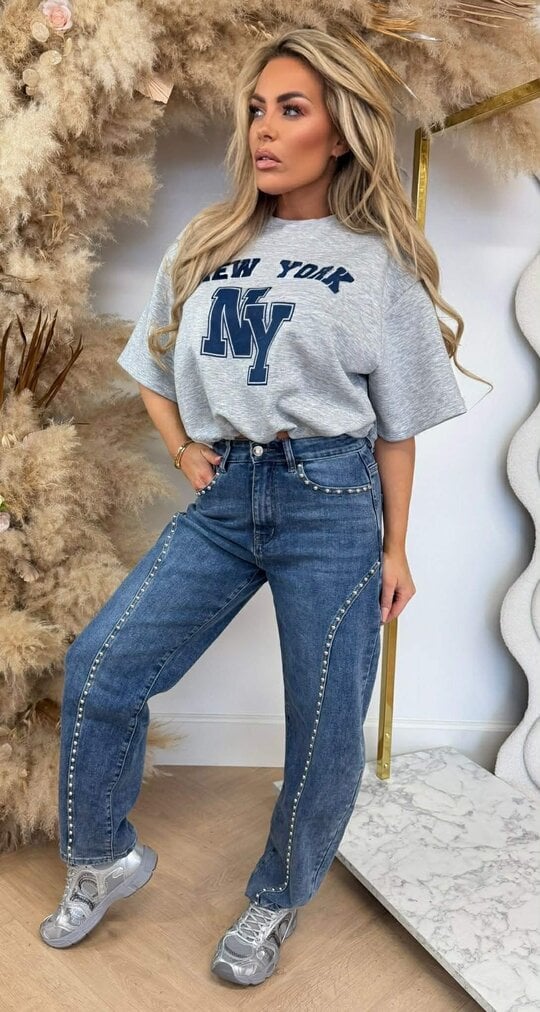 NEW YORK CROPPED SHIRT GREY