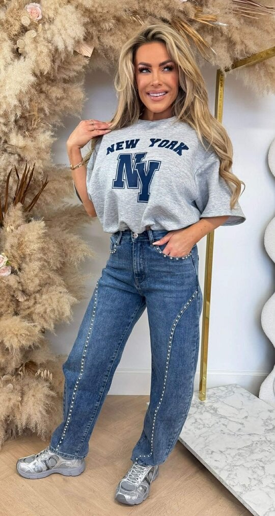 NEW YORK CROPPED SHIRT GREY