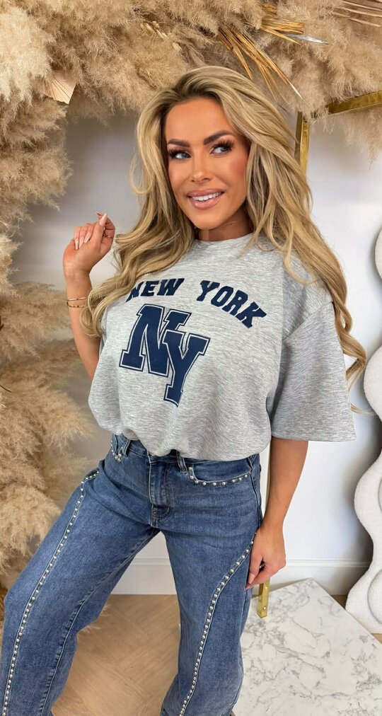 NEW YORK CROPPED SHIRT GREY