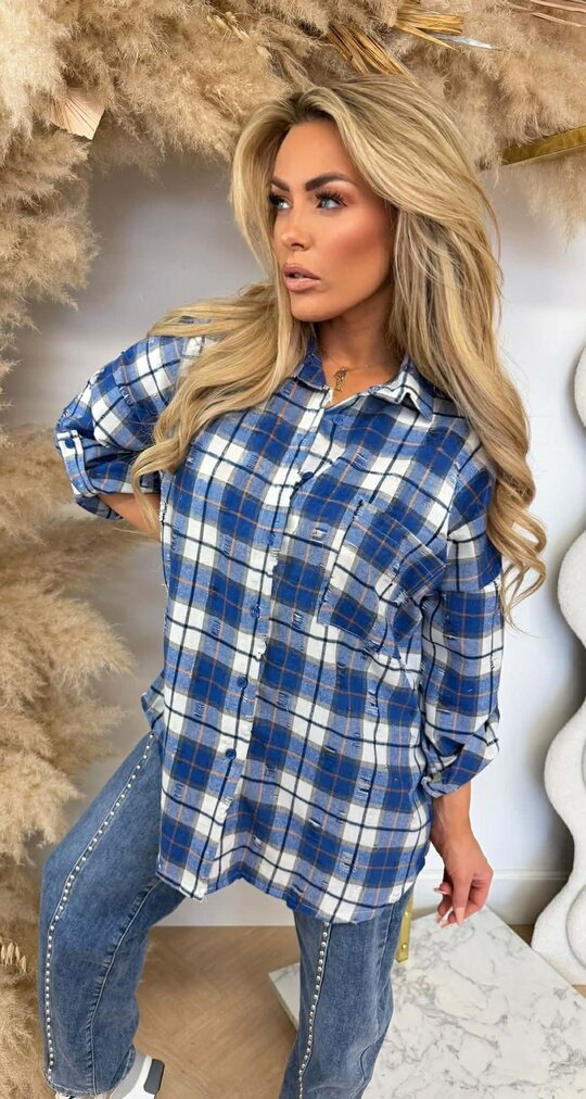 DAMAGDE RUIT BLOUSE BLUE