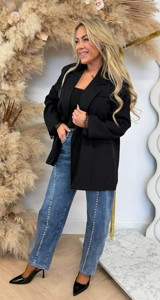 JOELLE DOUBLE BUTTON LACE BLAZER BLACK JOELLE DOUBLE BUTTON LACE BLAZER BLACK