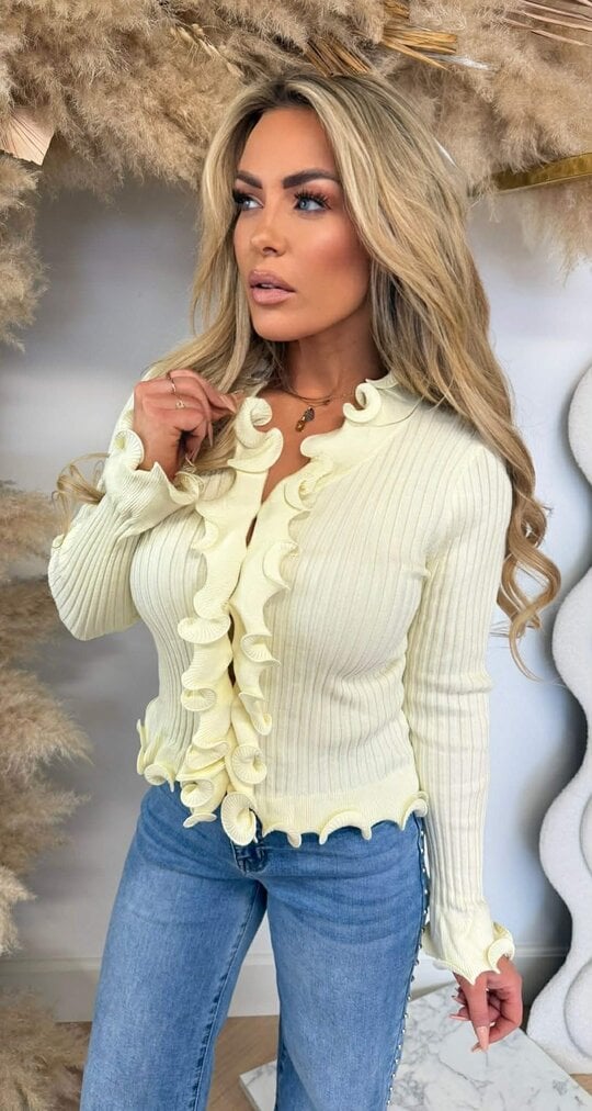 RUFFLE MOUW TOP 9518 YELLOW RUFFLE MOUW TOP 9518 YELLOW