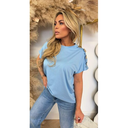 ITALY BUTTON TOP ICEBLUE