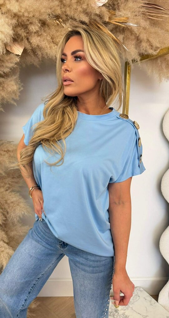 ITALY BUTTON TOP ICEBLUE