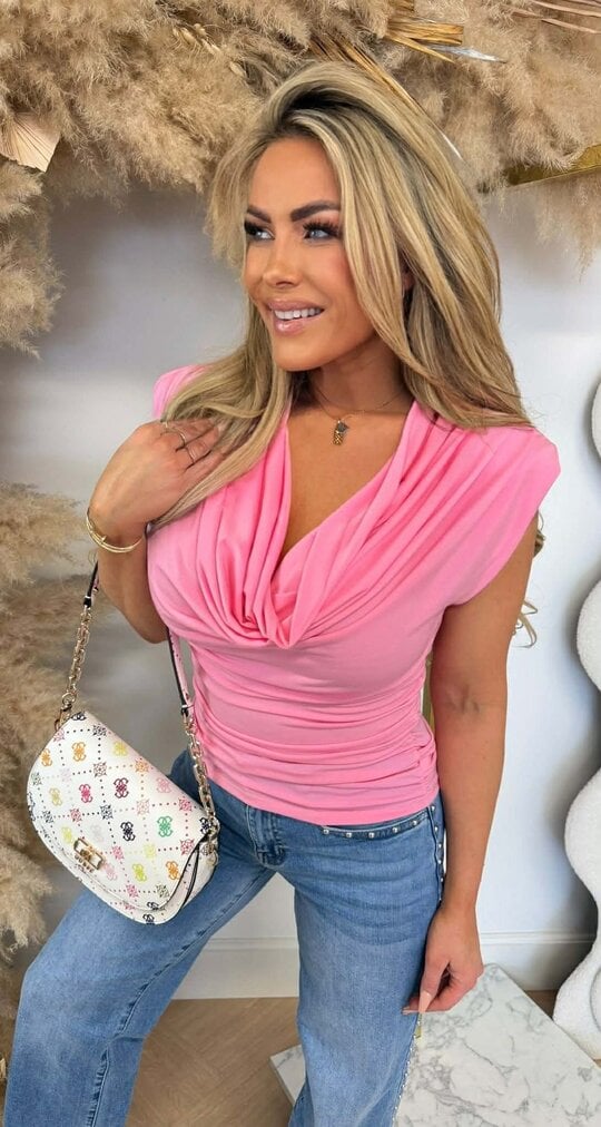 KIKI SHOULDER WATERVAL TOP PINK