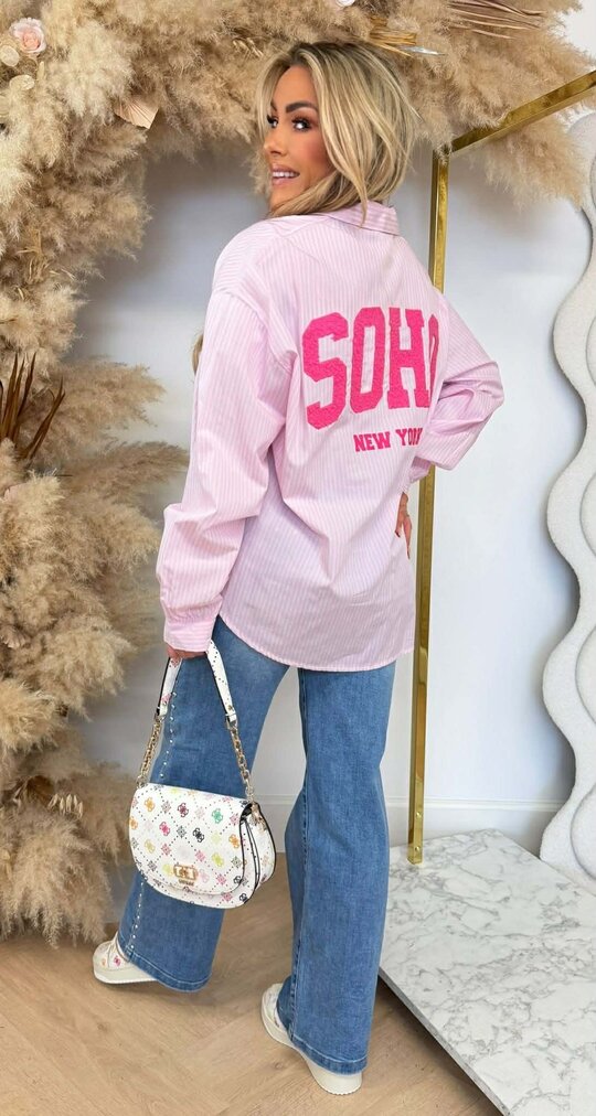 SOHO NEW YORK STRIPE BLOUSE 27785 *H* PINK