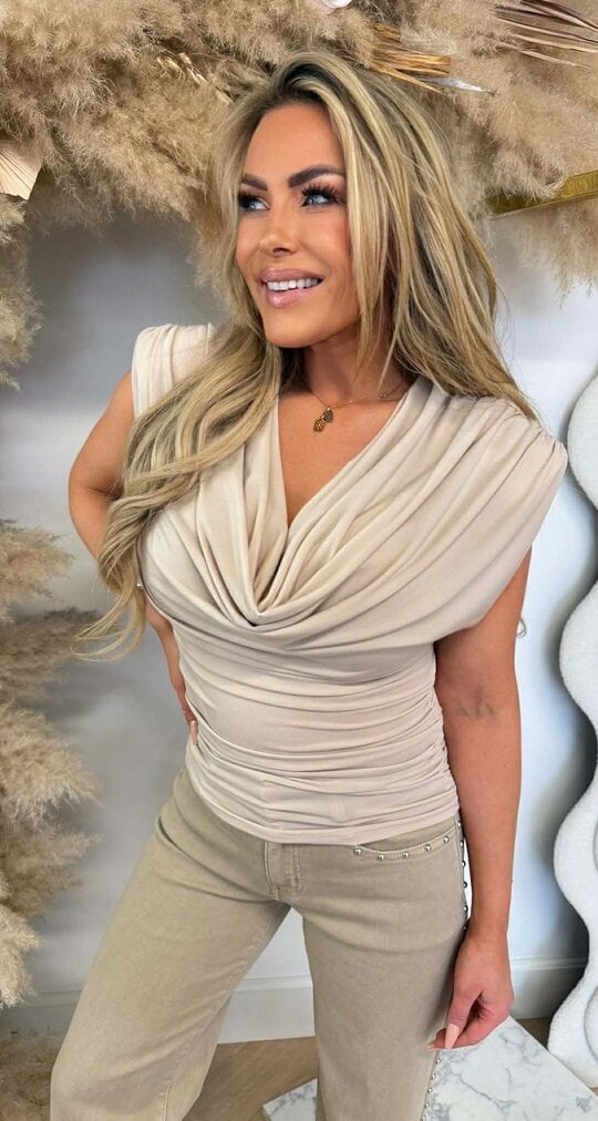 KIKI SHOULDER WATERVAL TOP BEIGE KIKI SHOULDER WATERVAL TOP BEIGE