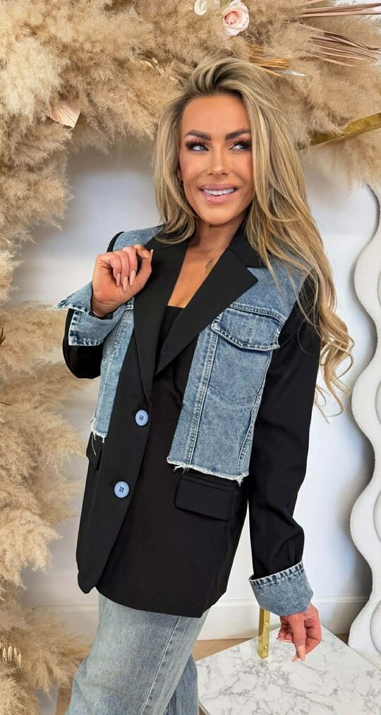 DENIM POCKET BLAZER 08-5780 BLACK