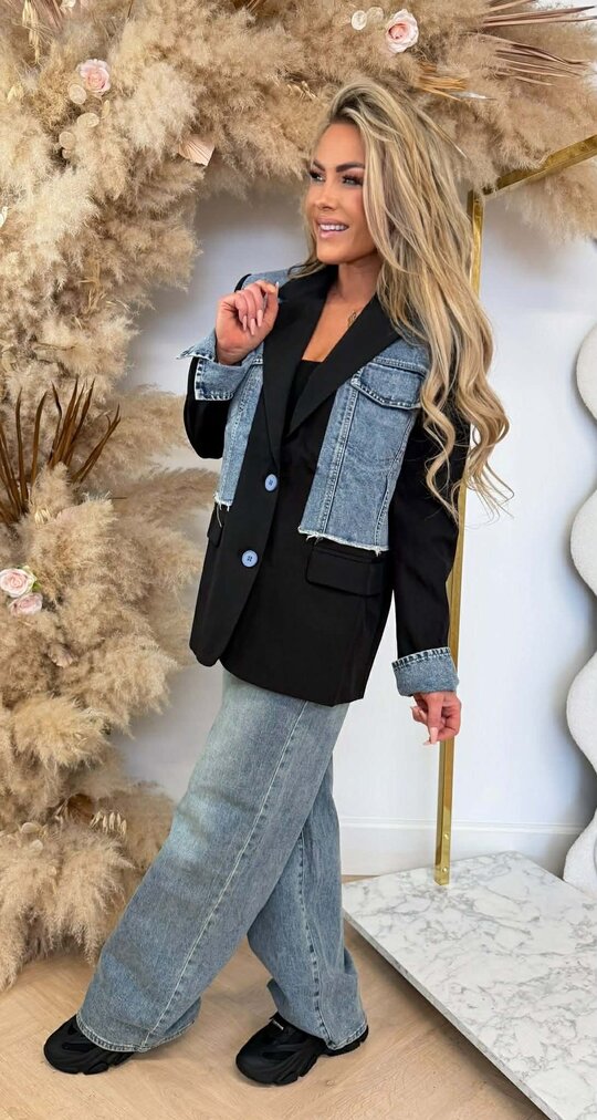 DENIM POCKET BLAZER 08-5780 BLACK