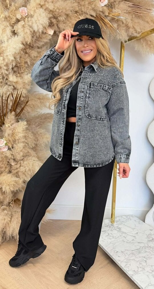 GLITTER DENIM JACKET 8631 GREY GLITTER DENIM JACKET 8631 GREY