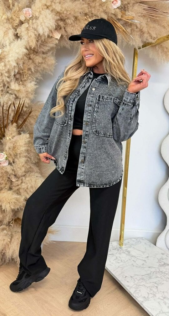 GLITTER DENIM JACKET 8631 GREY GLITTER DENIM JACKET 8631 GREY