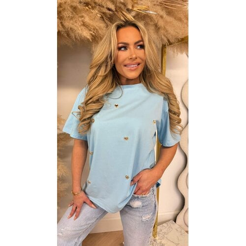 HEARTS STUDS TEE 531 BLUE