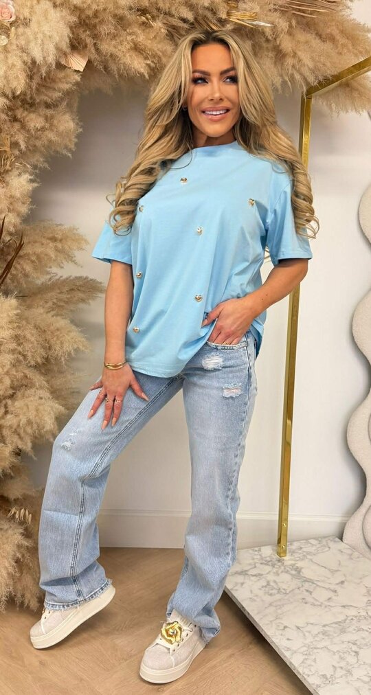 HEARTS STUDS TEE 531 BLUE