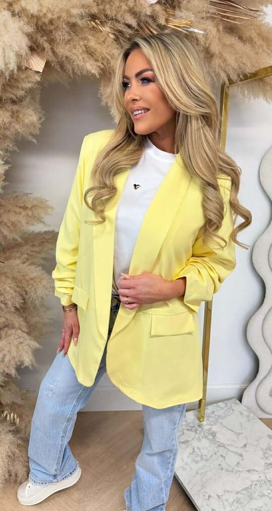 NINA OVERSIZED CROPPED MOUW BLAZER YELLOW