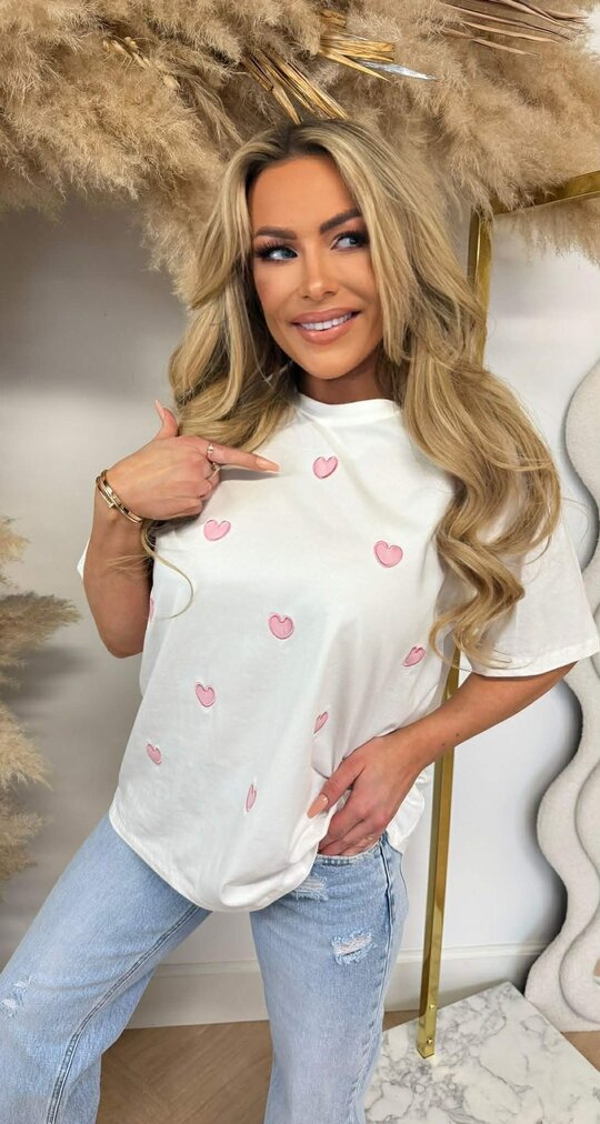 CUTE HARTJES TEE 7455 OFFWHITE/PINK