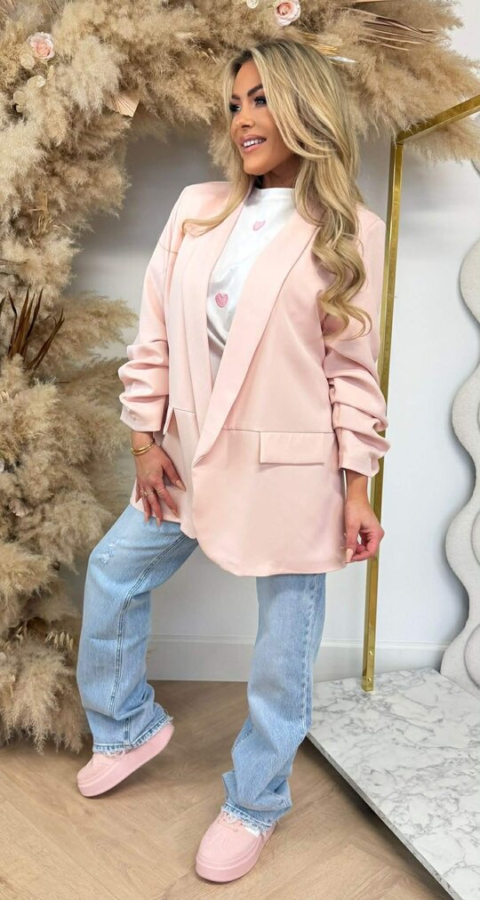 NINA OVERSIZED CROPPED MOUW BLAZER PEACH