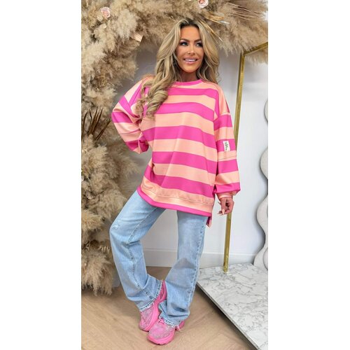 STRIPY EMBLEEM SWEAT PINK/PEACH