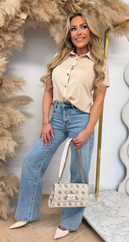 BY SWAN TRAVEL BUTTON BASIC BLOUSE 8256 BEIGE