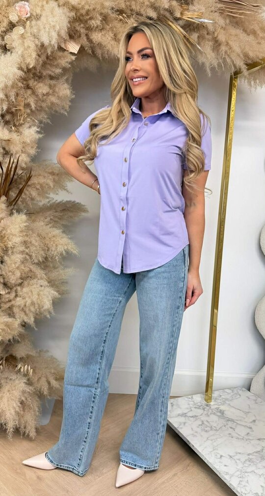 BY SWAN TRAVEL BUTTON BASIC BLOUSE 8256 LILA