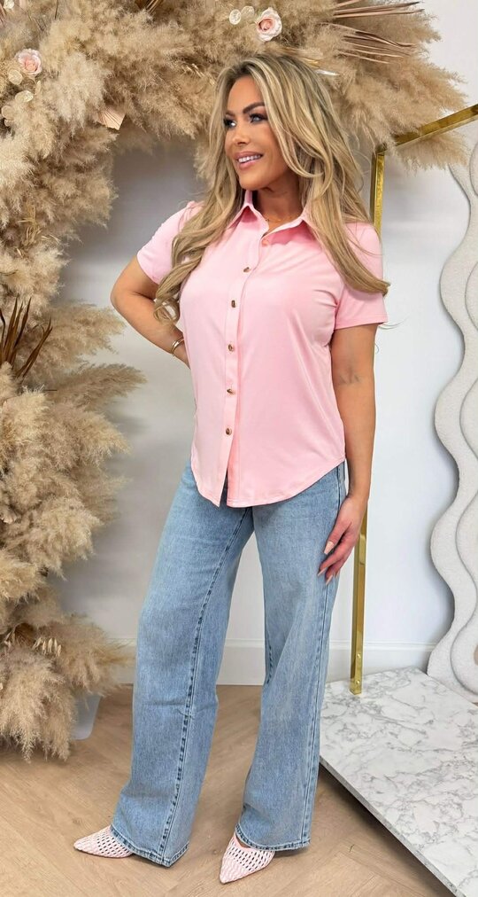 BY SWAN TRAVEL BUTTON BASIC BLOUSE 8256 PINK