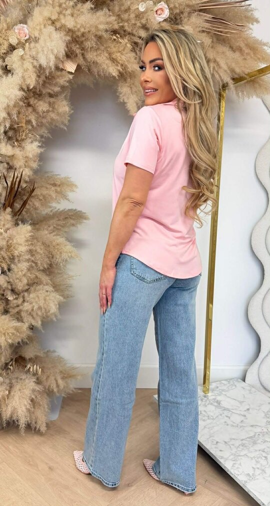 BY SWAN TRAVEL BUTTON BASIC BLOUSE 8256 PINK