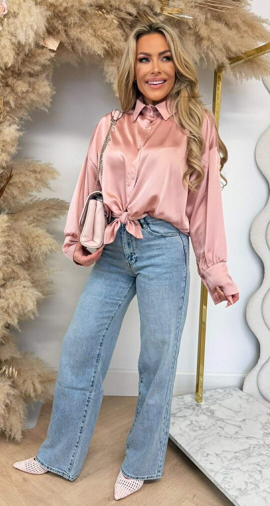 PERFECT SATIN KNOOP BLOUSE OLDPINK