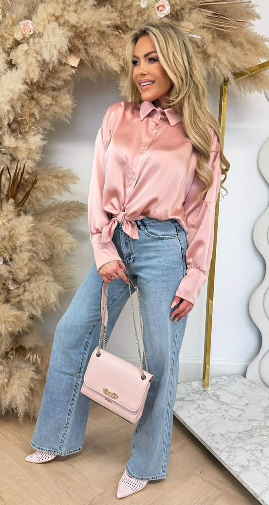 PERFECT SATIN KNOOP BLOUSE OLDPINK