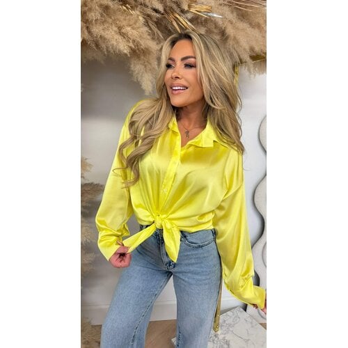 PERFECT SATIN KNOOP BLOUSE YELLOW