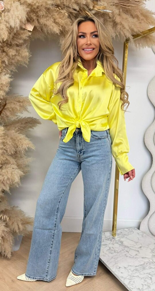PERFECT SATIN KNOOP BLOUSE YELLOW