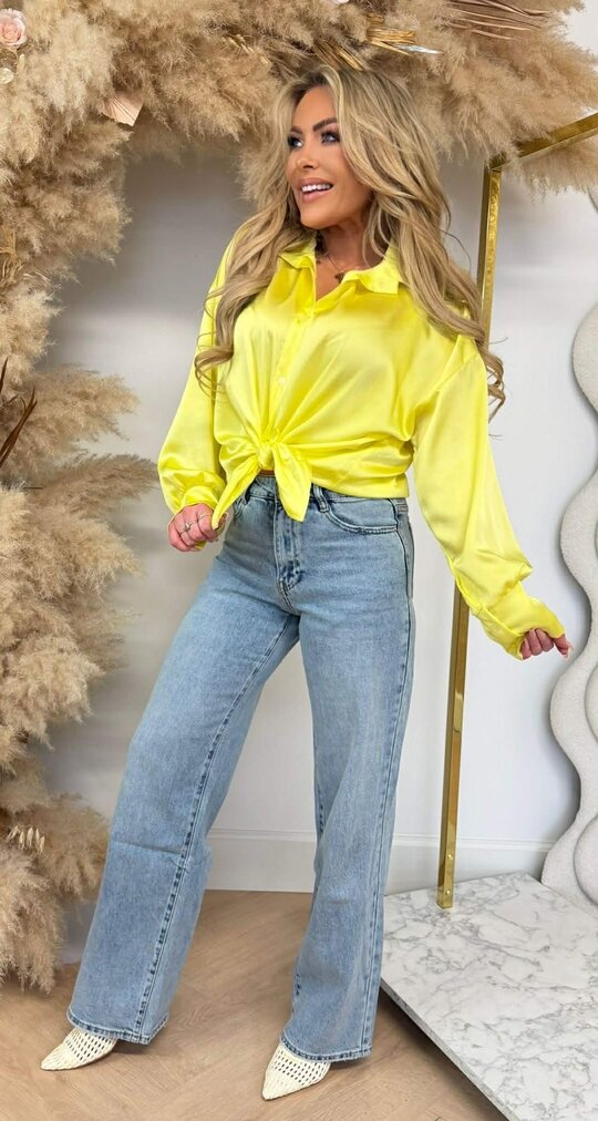 PERFECT SATIN KNOOP BLOUSE YELLOW