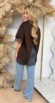 SPLIT BACK LACE TEE CHOCO