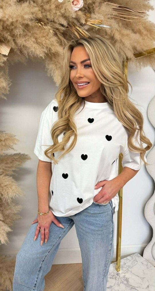 CUTE HARTJES TEE 7455 OFFWHITE/BLACK