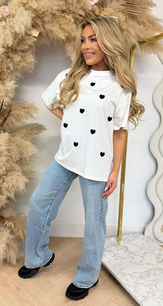 CUTE HARTJES TEE 7455 OFFWHITE/BLACK