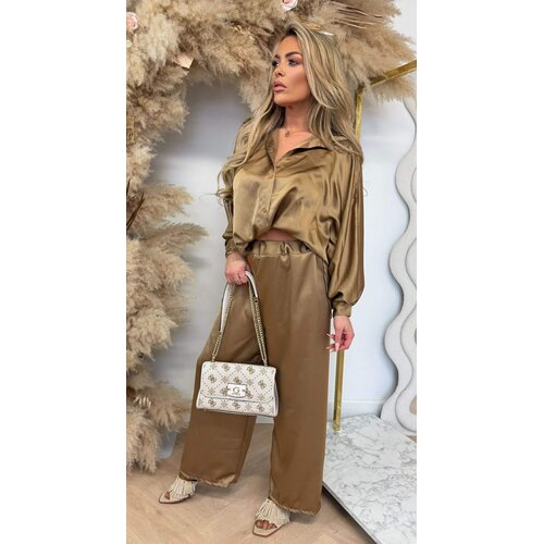 SATIN LOUNGE SET CAMEL