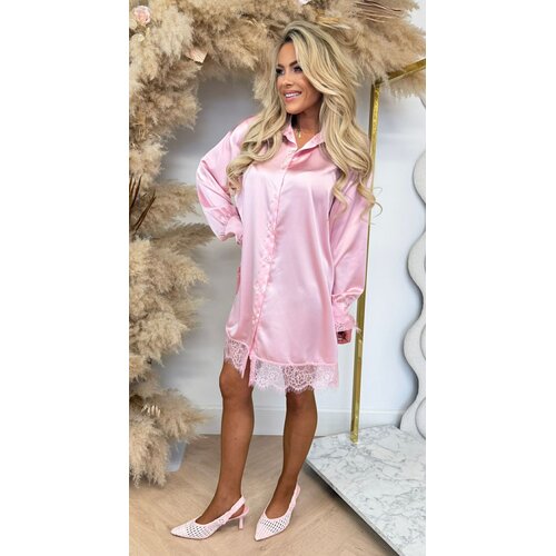 MILA SATIN LACE BLOUSE LONG PINK