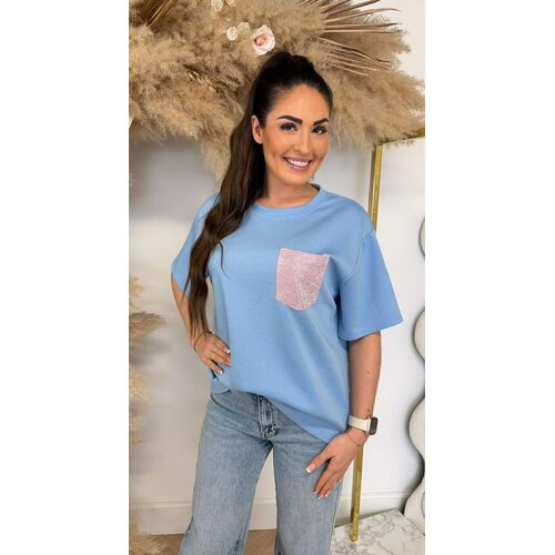GLITTER POCKET TEE ICEBLUE