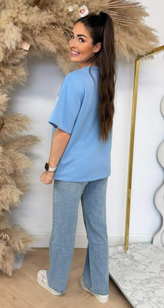 GLITTER POCKET TEE ICEBLUE