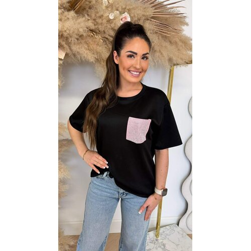 GLITTER POCKET TEE BLACK