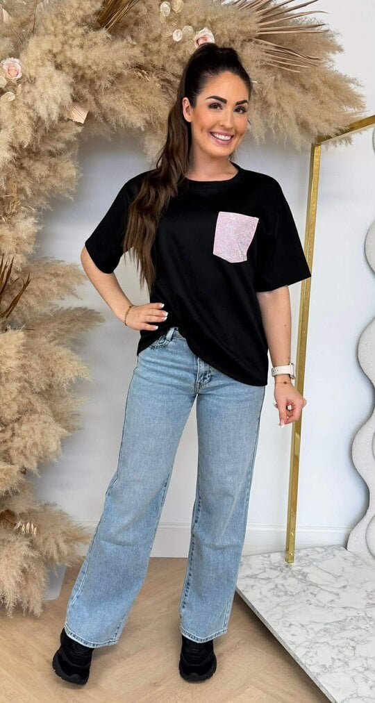 GLITTER POCKET TEE BLACK