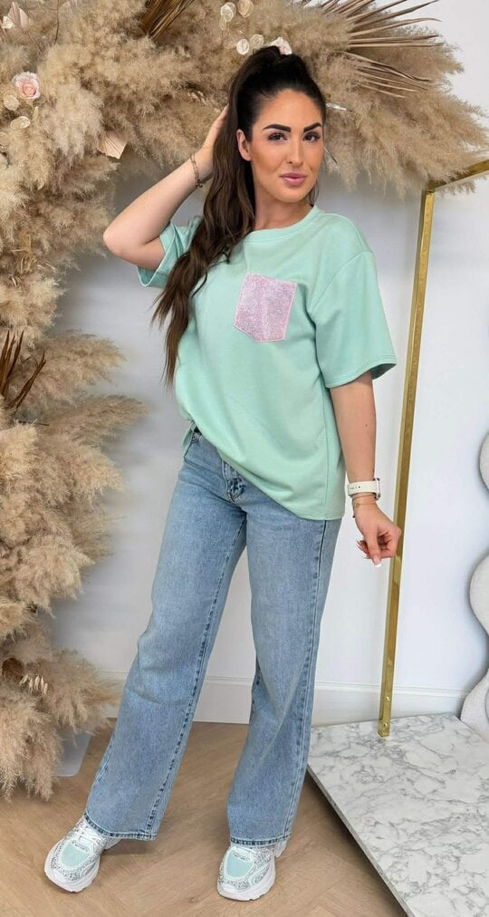 GLITTER POCKET TEE MINT